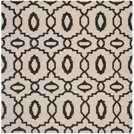 Safavieh 6 ft. x 6 ft. Square Contemporary Dhurries- Ivory and Black- Flatweave Rug DHU205A-6SQ